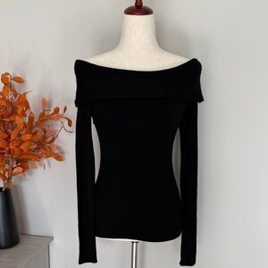 Elegant Express Black Off-Shoulder Sweater